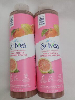 ST. IVES Exfoliating Body Wash Pink Lemon & Mandarin Orange 22 oz X2 Pack Lot